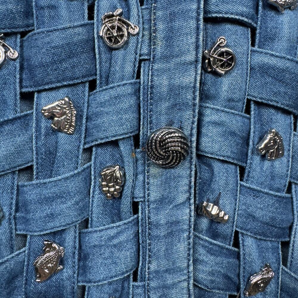 Vintage Ellen Richman Women's Denim Vest Western Silver Charms Size S - Picture 7 of 11